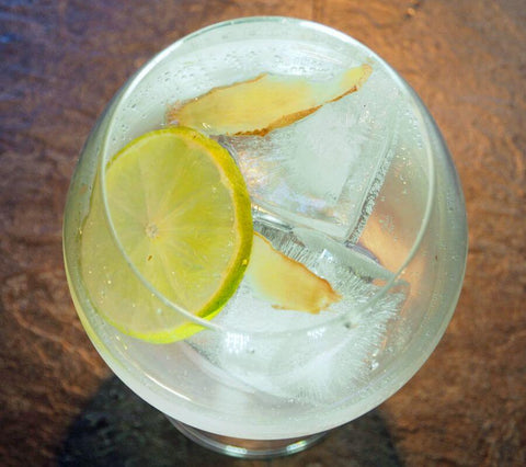 Lime and ginger gin and tonic