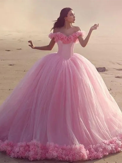 pink ball gown wedding dress