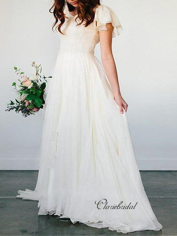 Halter Strap Casual Wedding Dress for Beach, Unique Fashion Custom Wed –  ClaireBridal