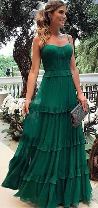 Lovely Emerald Green 30D Chiffon Prom Dresses, Long Prom Dresses, Popu ...