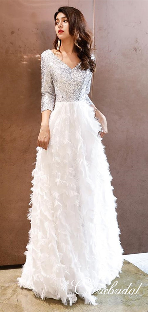 white feather dress long