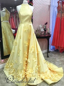 yellow floral prom dresses