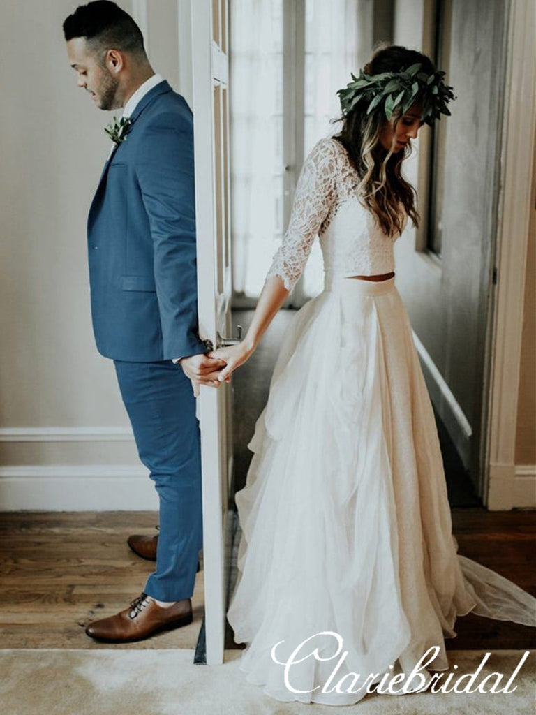 2 piece bohemian wedding dress