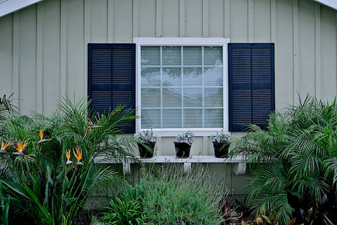 Example of passive house design: shutters across a window.