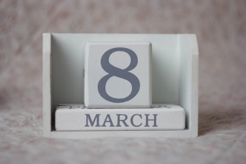 8 and March calendar blocks showing 8th March.