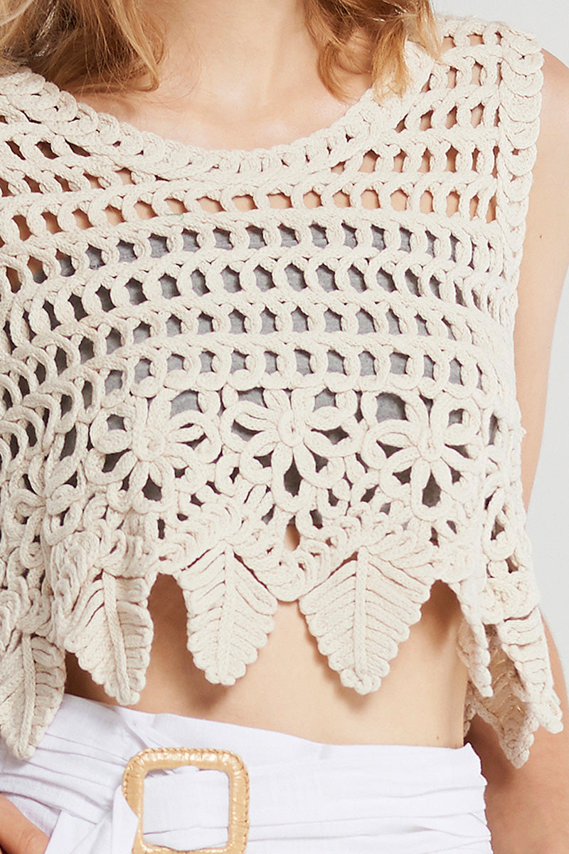 Pipa Crochet Crop Top-Beige | Women's Tops | storets