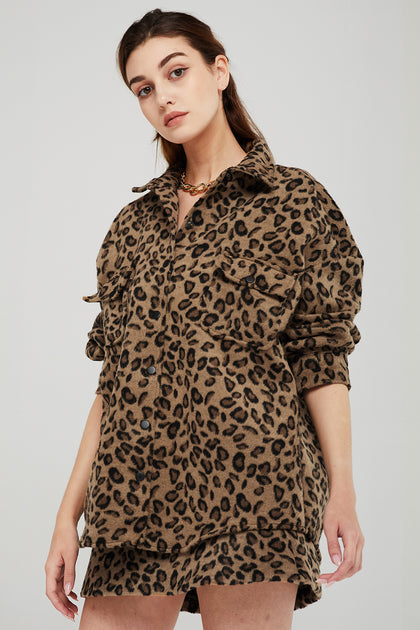 Charlie Leopard Borg Shirt | Women's Shirts & Blouses | storets