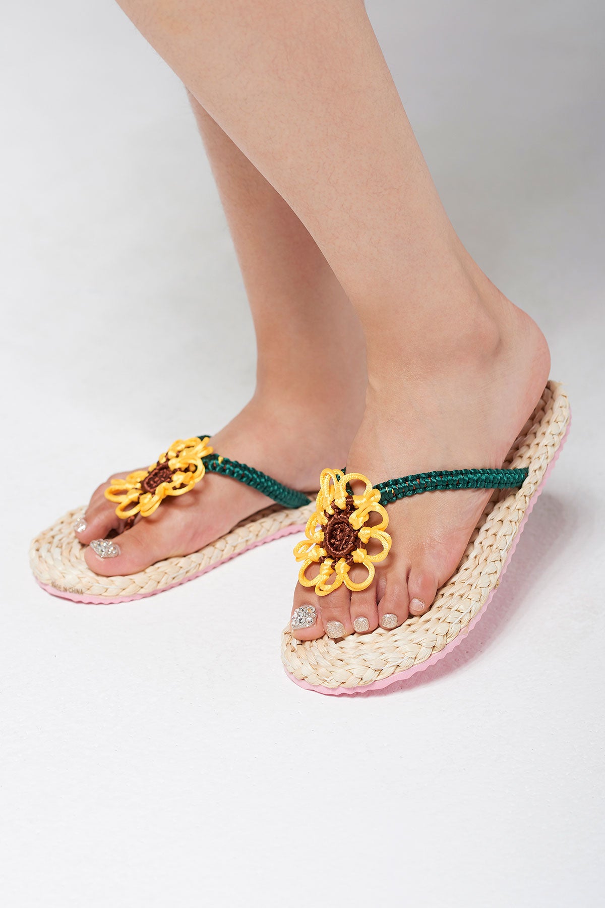 straw flip flops