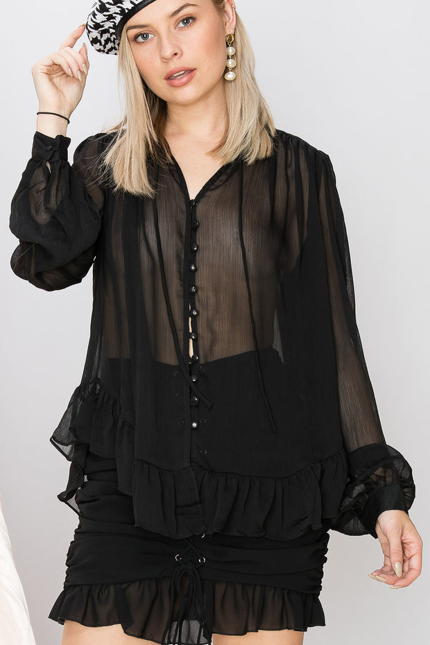 sheer button blouse