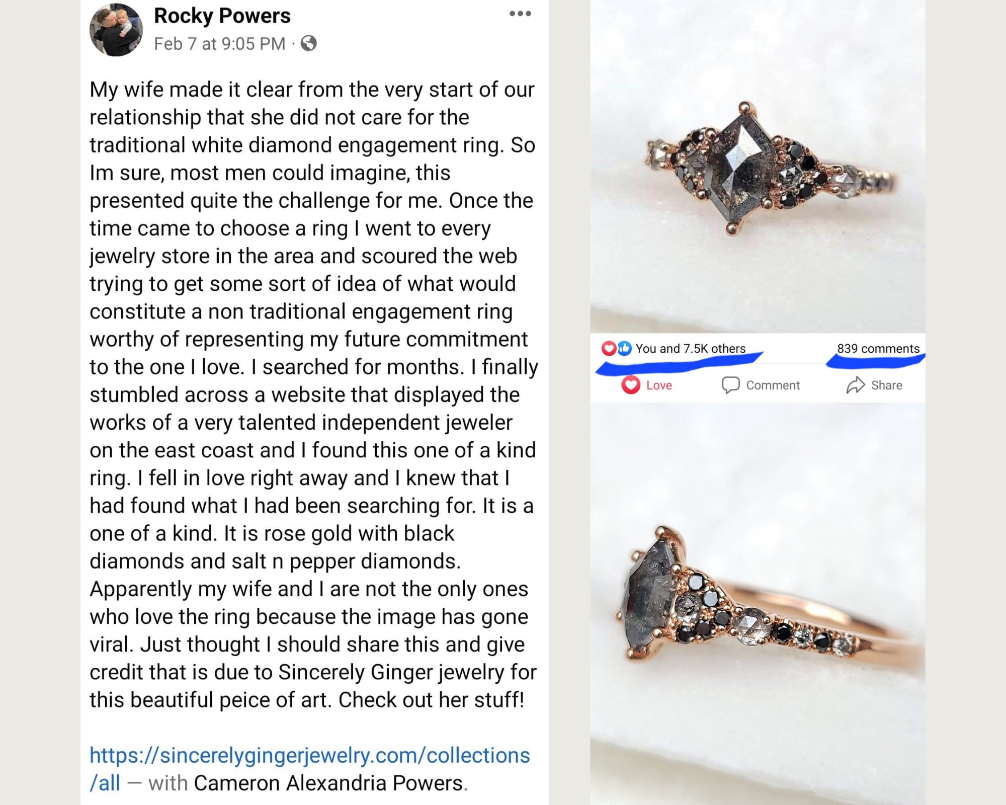 Sincerely Ginger Jewelry Diamond Engagement Ring Testimonial