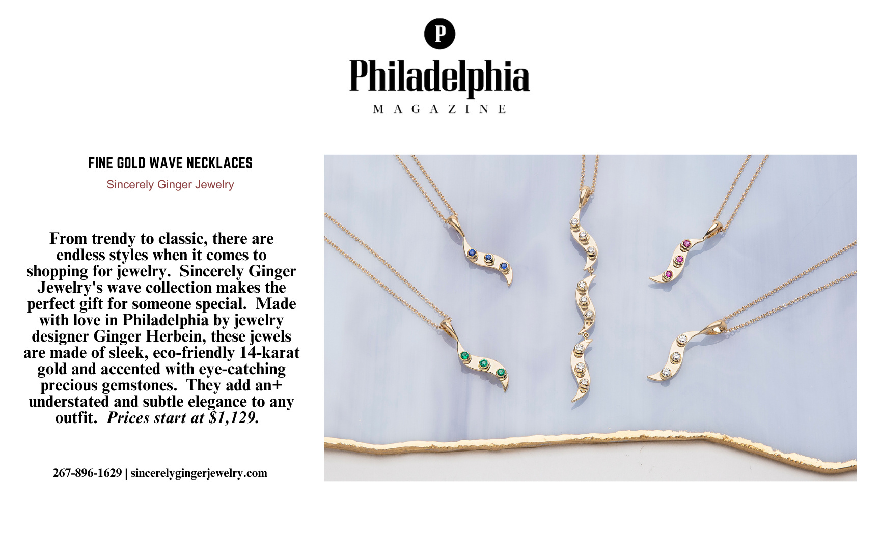 Sincerely Ginger Jewelry Philadelphia Magazine Spotlight