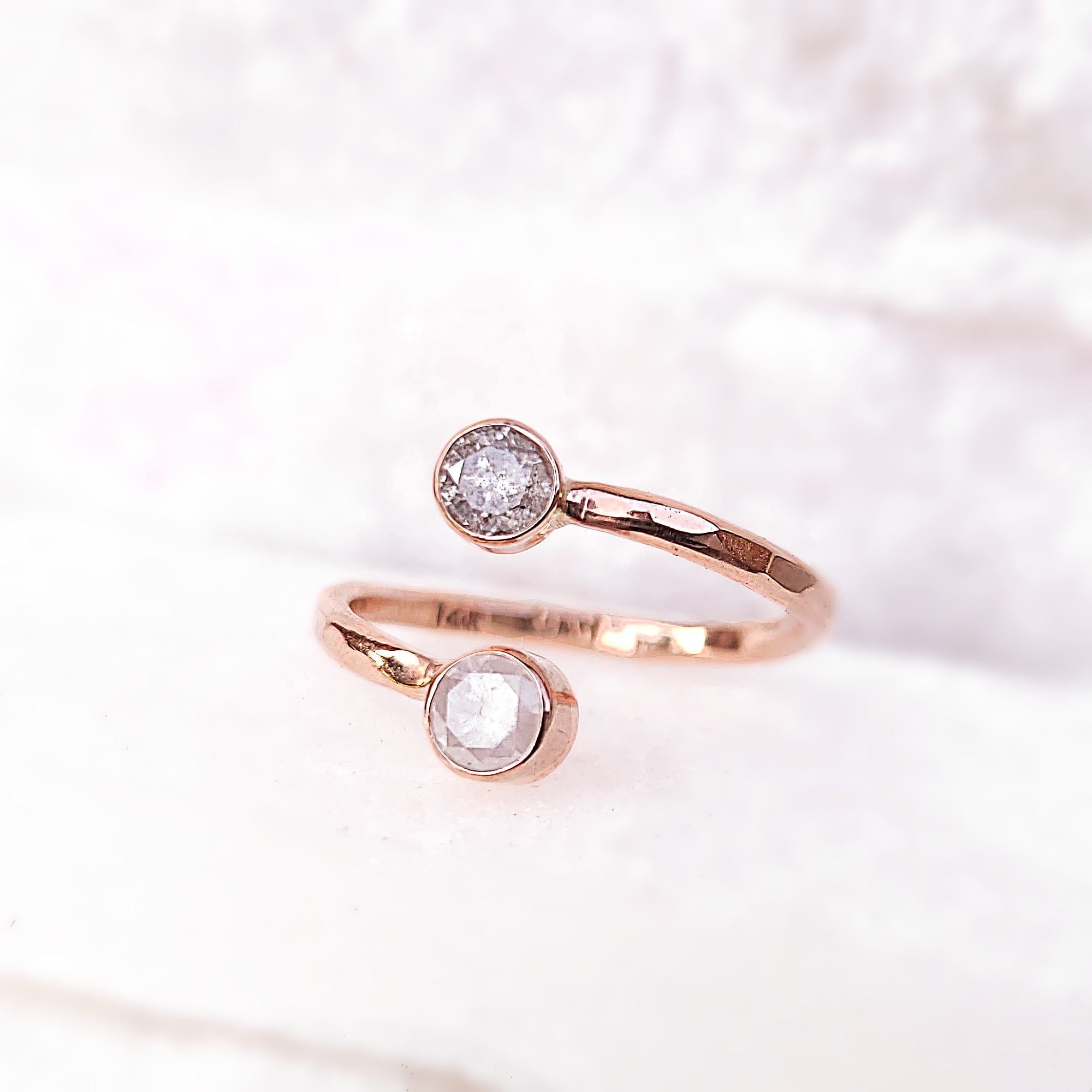 Image of 14K Diamond Bypass Ring in Rose Gold - Size 8
