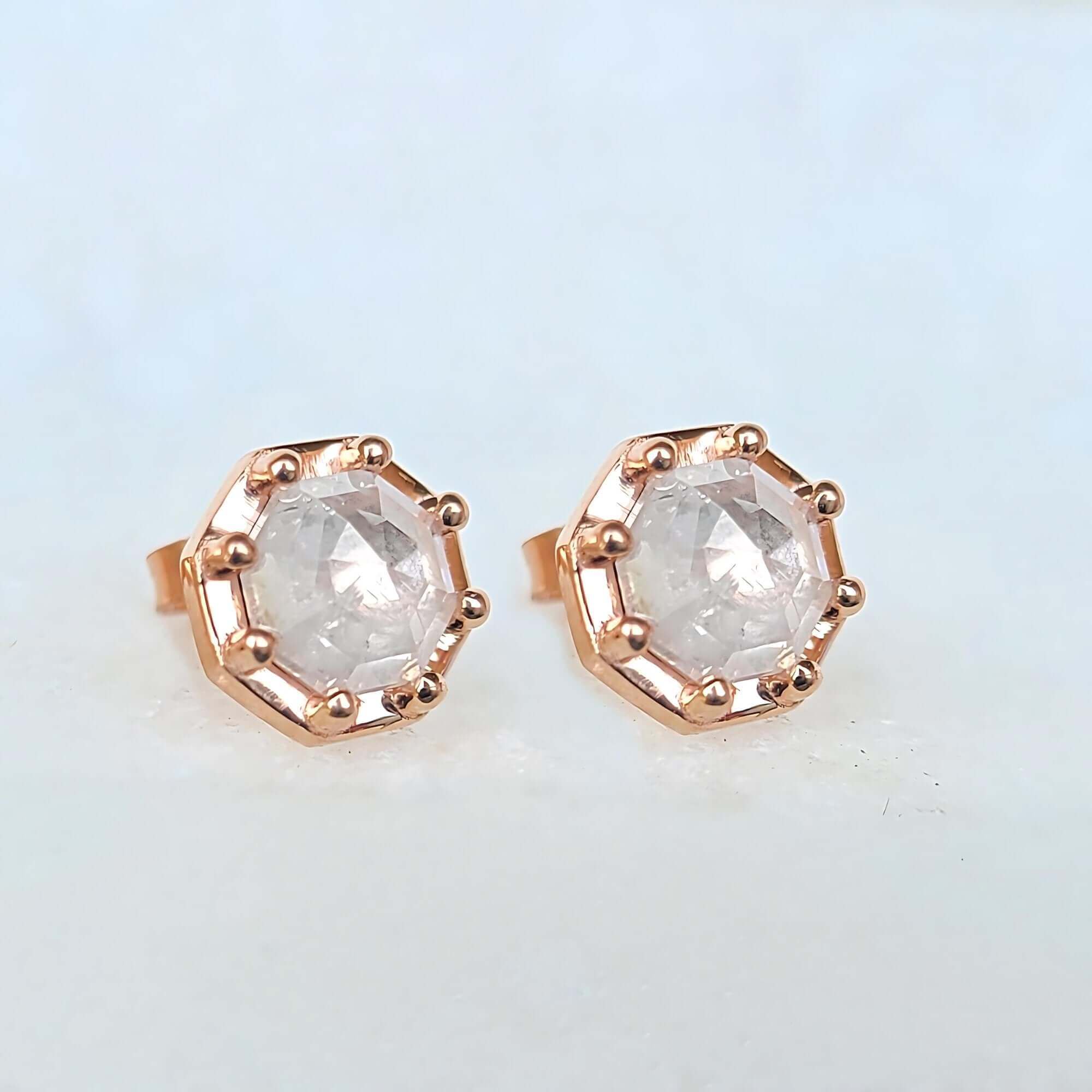 Image of 14K Icy Octagon Rose Cut Diamond Earrings