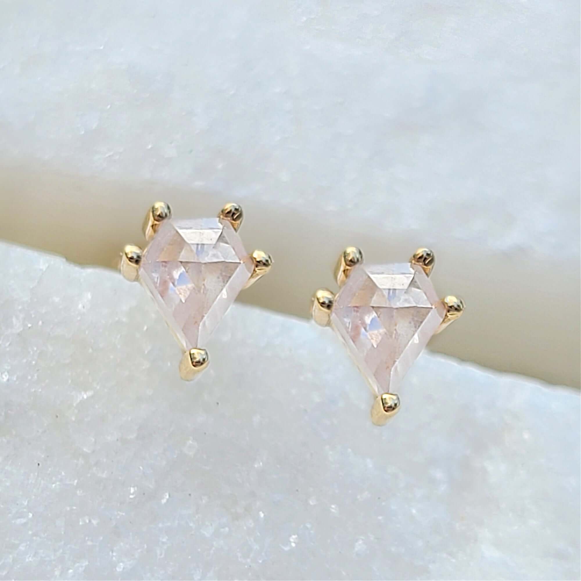 Image of 14K Mini Icy Rose Cut Diamond Stud Earrings in Yellow Gold