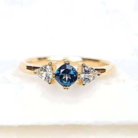 Sincerely Ginger Jewelry 14K Montana Sapphire and White Sapphire Engagement Ring