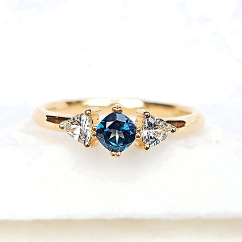 Sincerely Ginger Jewelry 14K Montana Sapphire and White Sapphire Engagement Ring