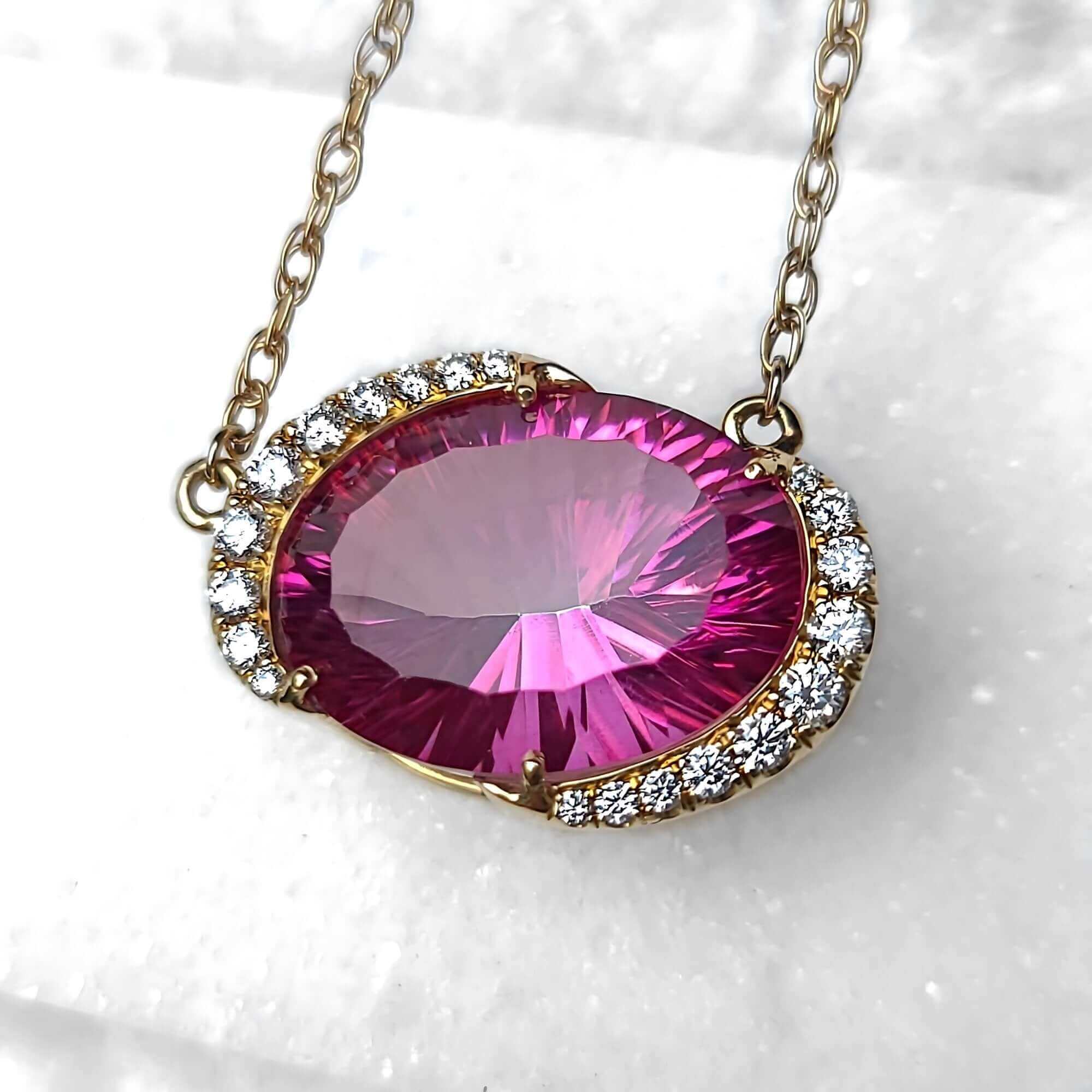 Image of 14K Jumbo Mystic Topaz Diamond Necklace in Yellow Gold