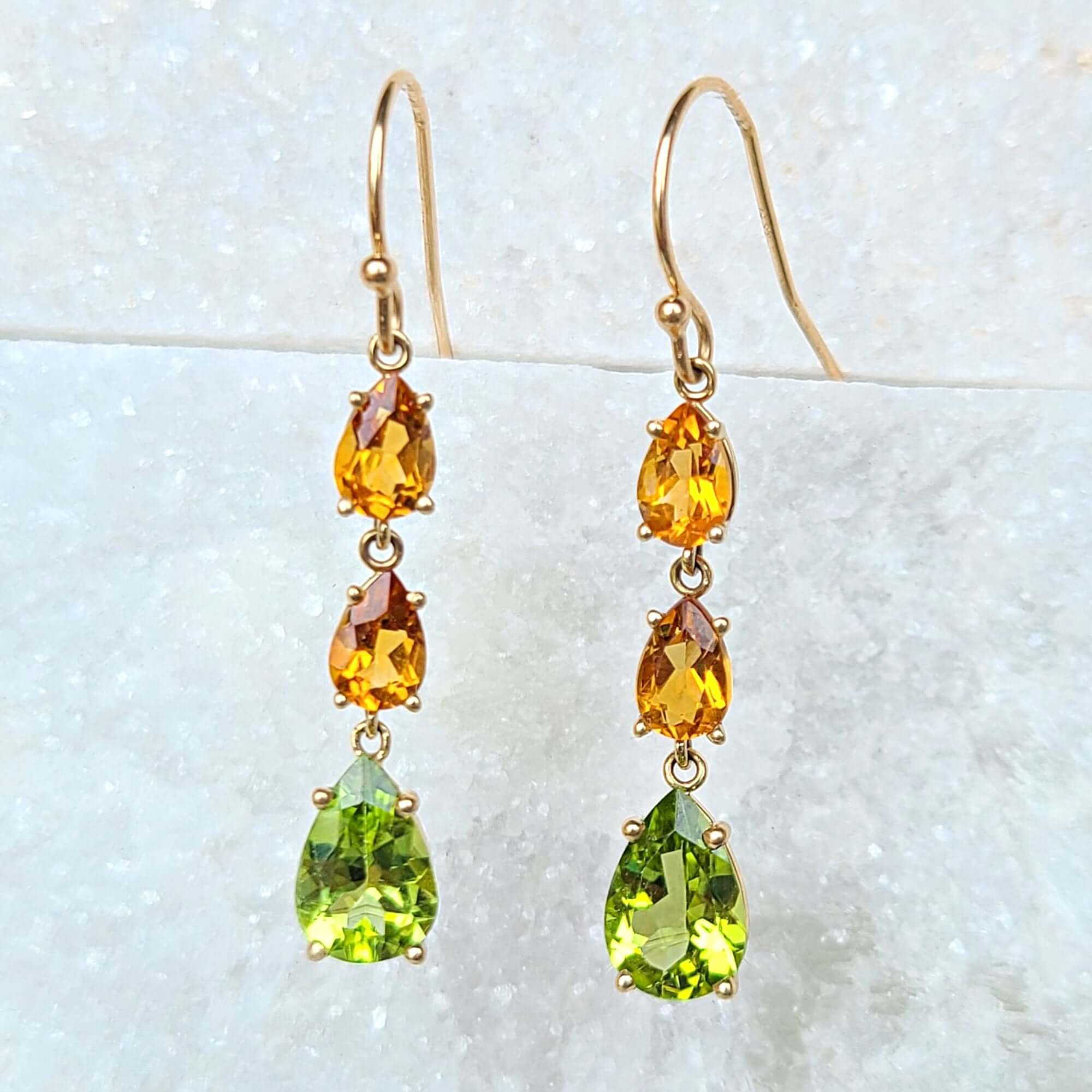 Image of 14K Peridot and Citrine Earrings in Yellow Gold