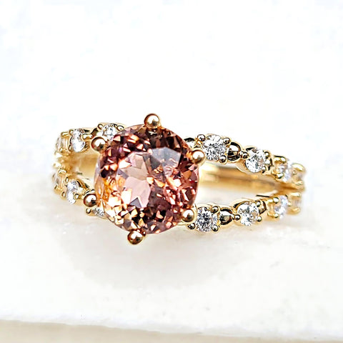 Sincerely Ginger Jewelry 14K Tourmaline and Diamond Engagement Ring