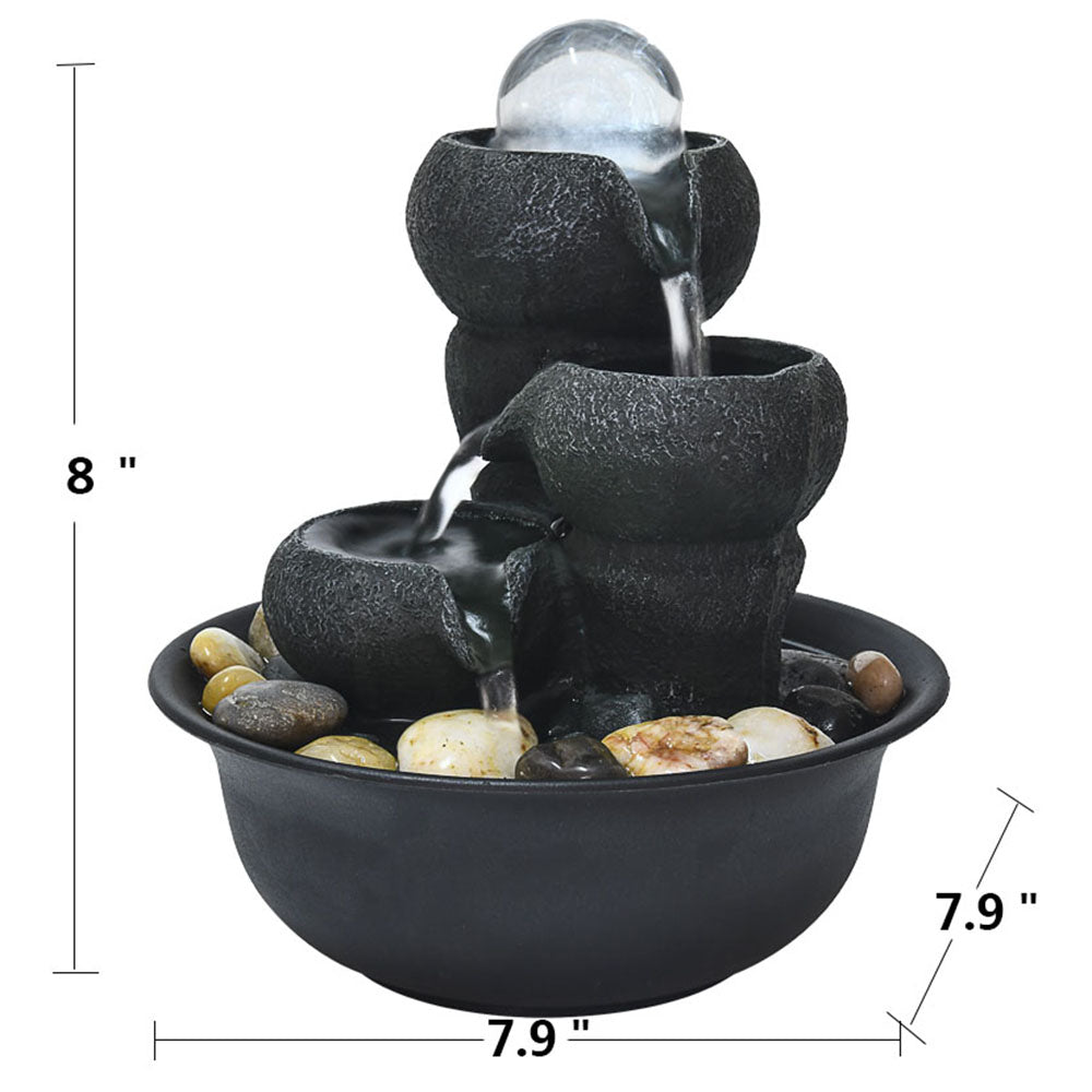 Wature 3 Tier Flowing Bowls Tabletop Fountains With Led