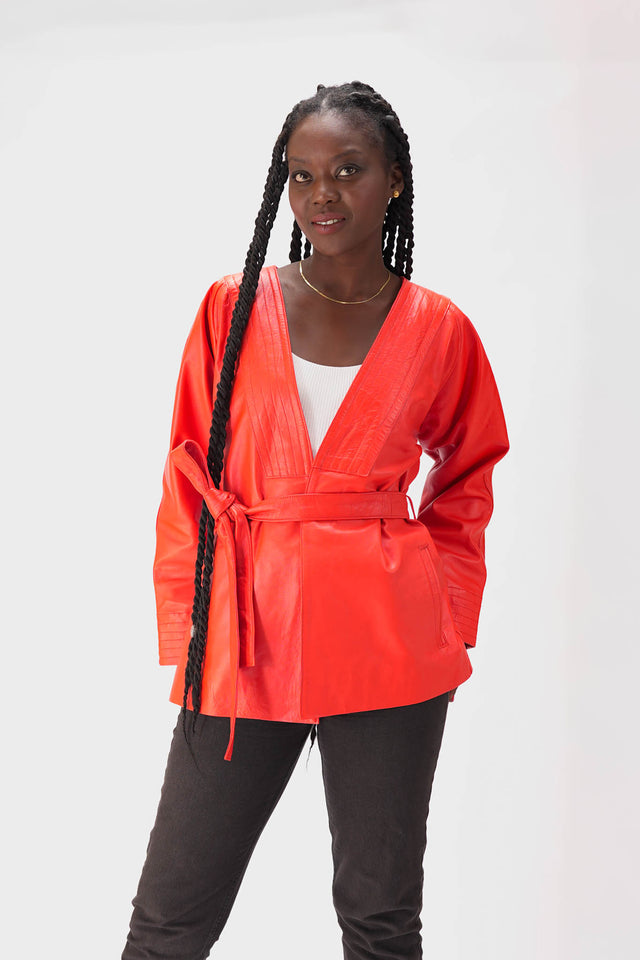Orange Leather Kimono