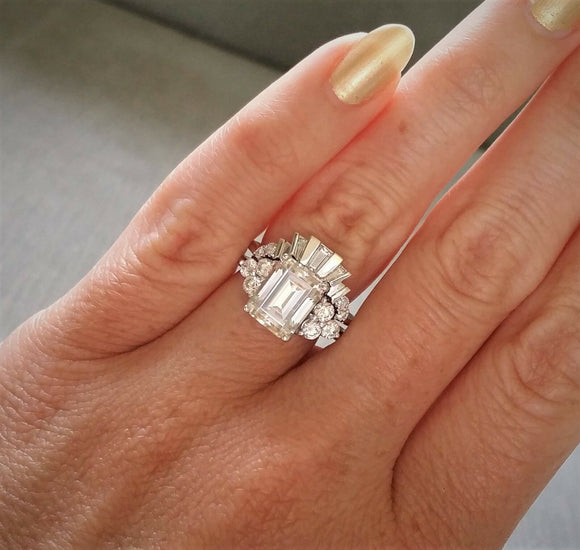 emerald cut diamond bridal set