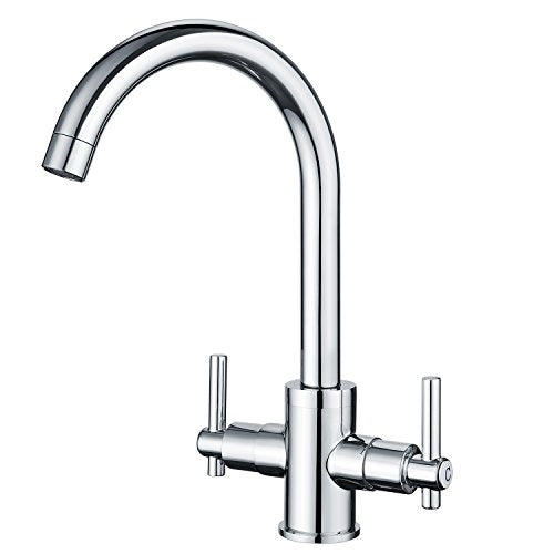 Enki Traditional White Lever Bridge Tap Kitchen Sink Mixer Tap