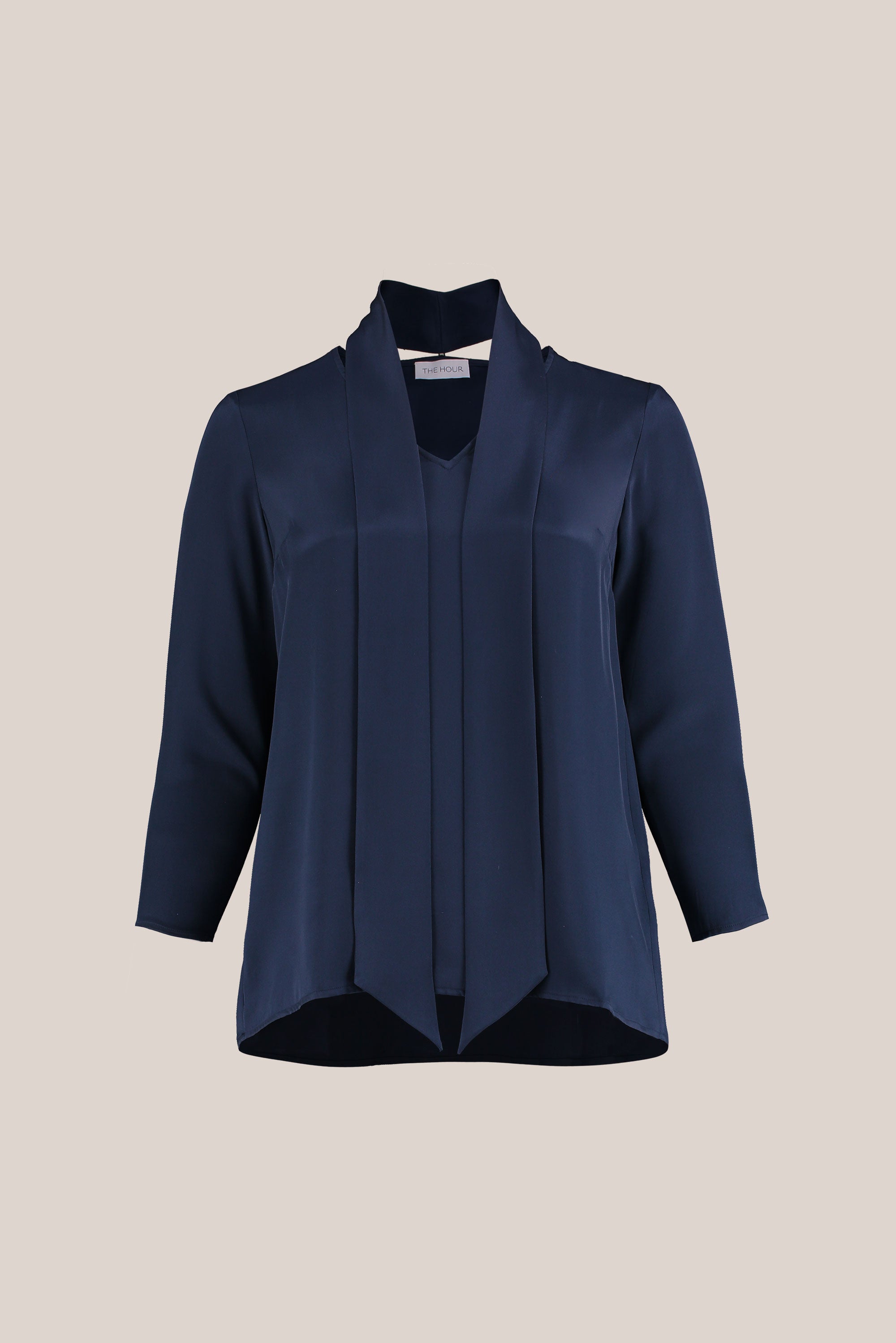 Midnight Blue Neck Tie Blouse