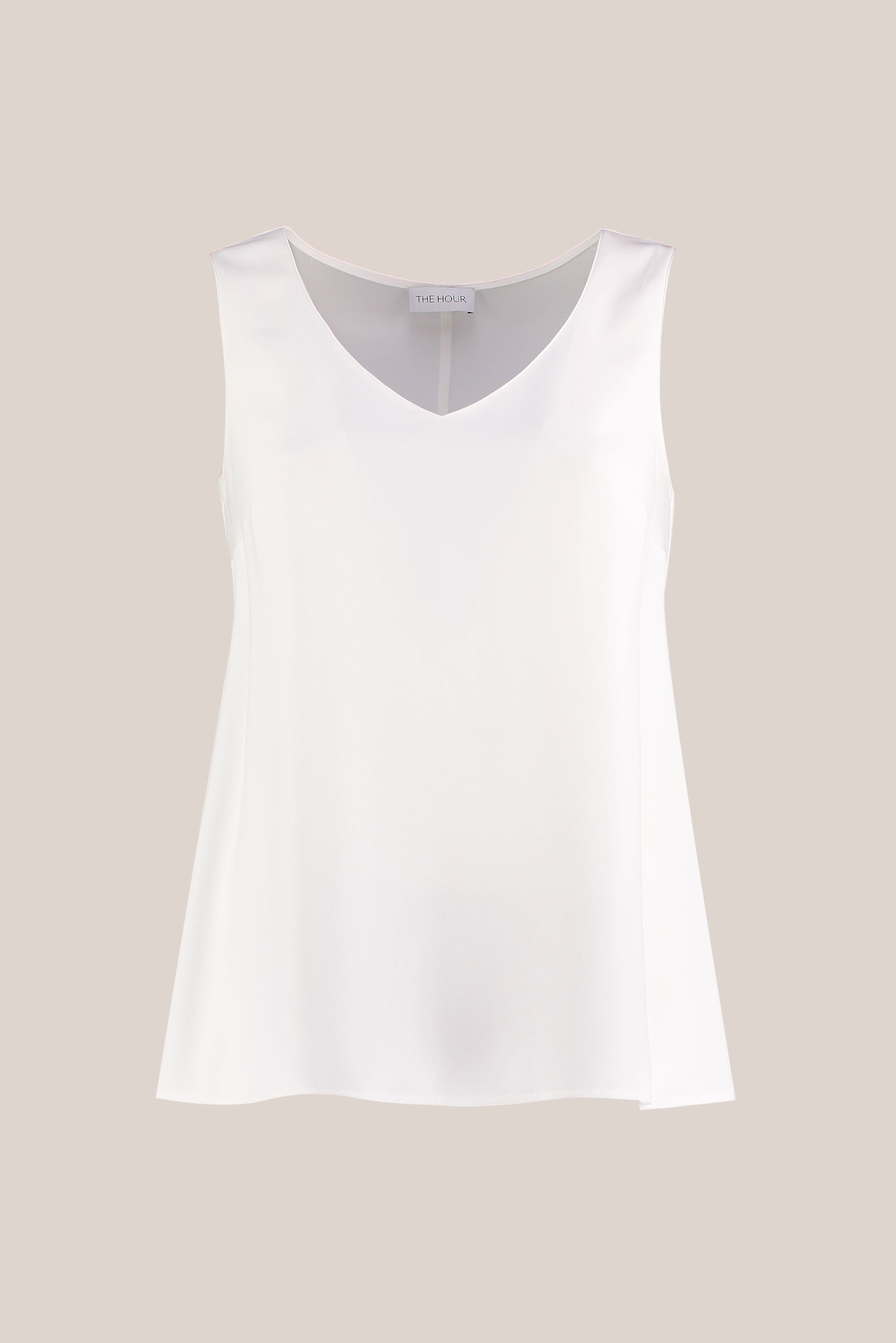 V Neck White Shell Top | The Hour