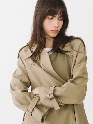 DOUBLE BREASTED BUTTON FRONT TRENCH WITH BELT