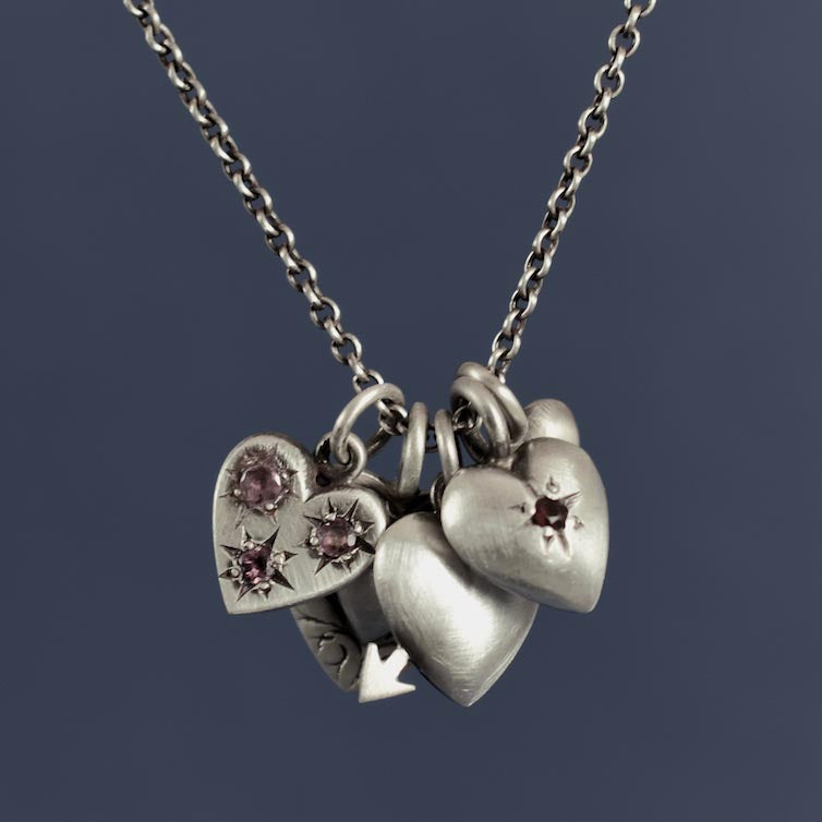 Large Heart Charm With Star Set Stones