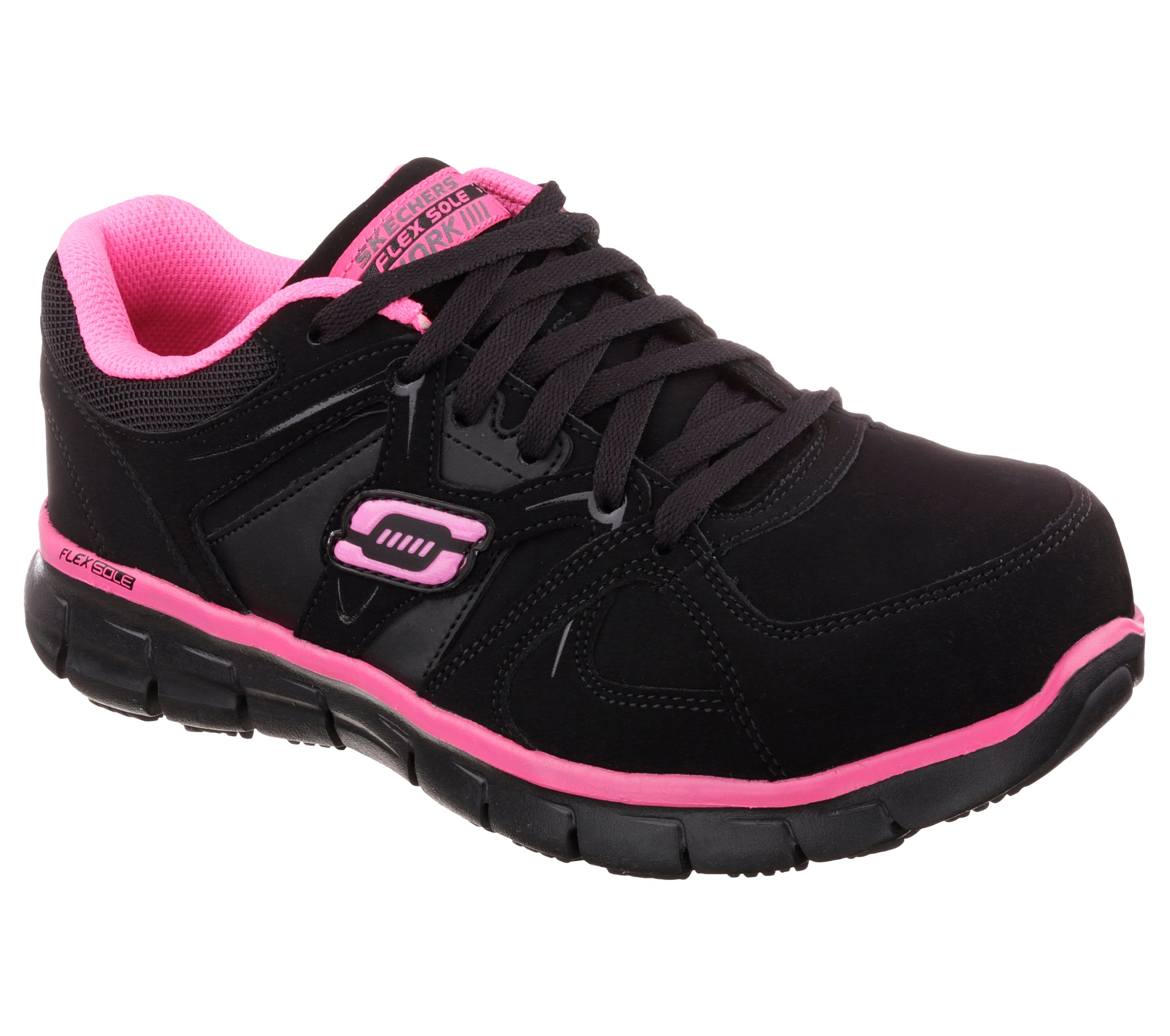 black and pink skechers