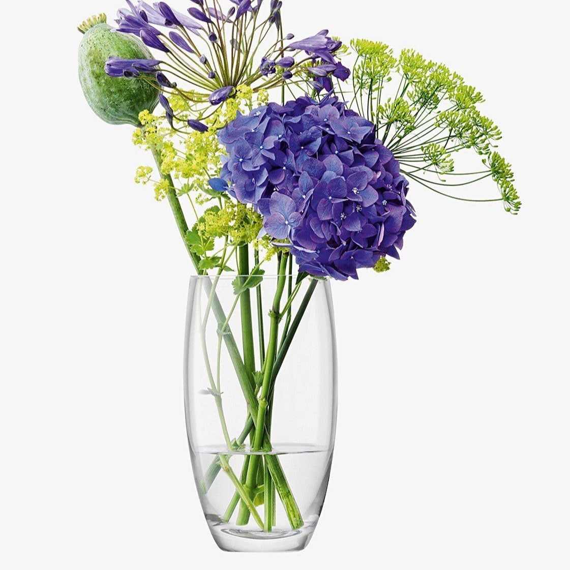 Faux Wild Flowers Arrangement in Glass Vase - BARNBURY