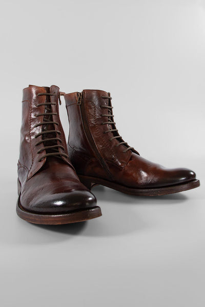 UNTAMED STREET Men Brown Buffalo-Leather Combat Boots SLOANE