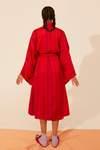 long red silk robe