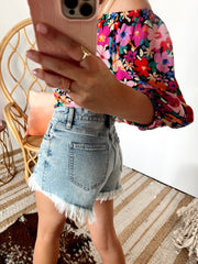 Cecilia Frayed Denim Shorts