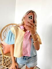 SIZE LARGE Skye Striped Button Down Top