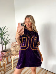She's A Fan Purple Sequin Dress