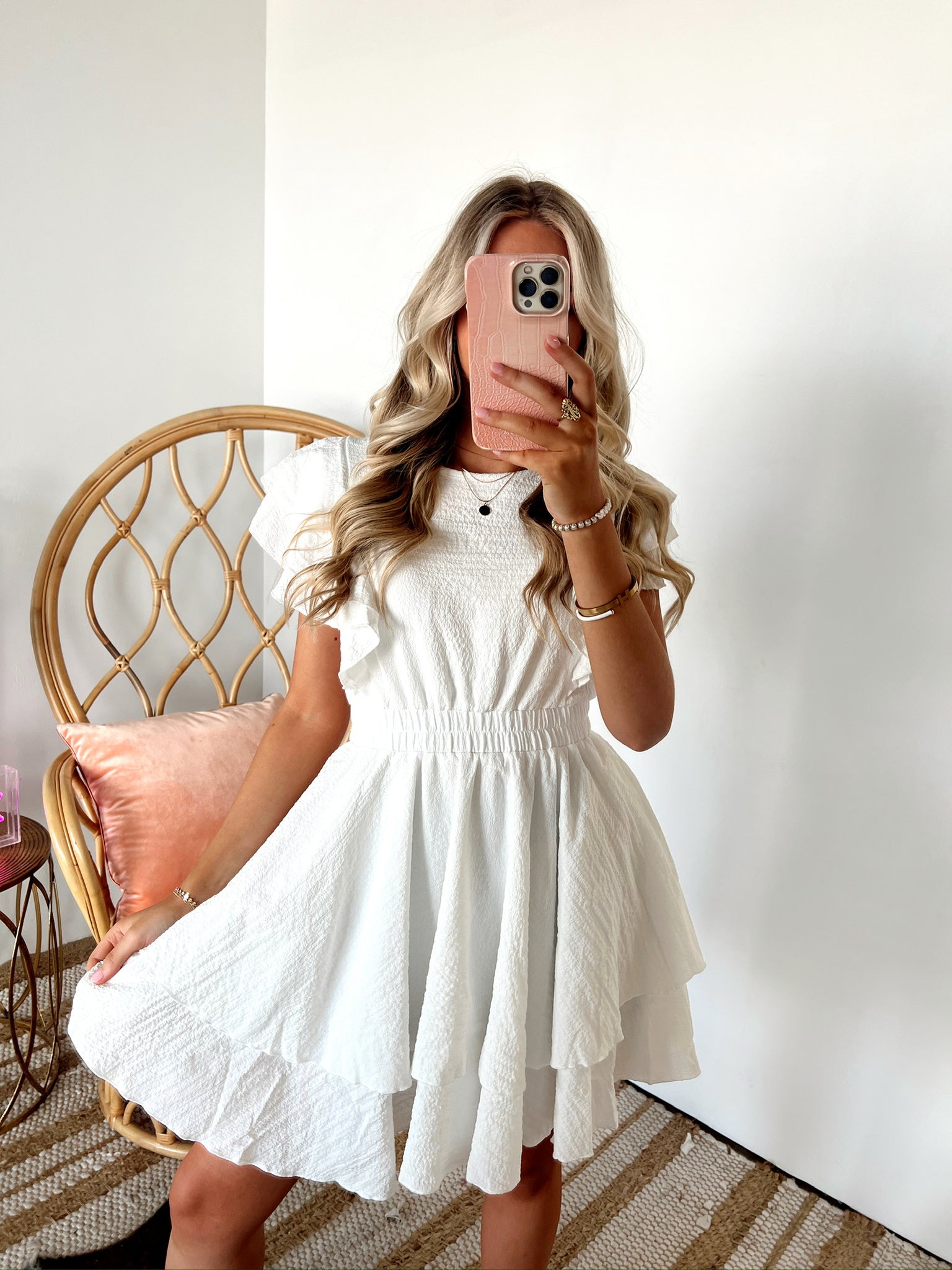 Emalyn Tiered White Dress