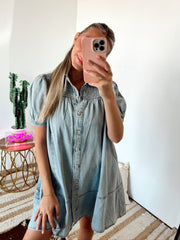 SIZE SMALL IT'S GIVING DENIM VIBES DRESS