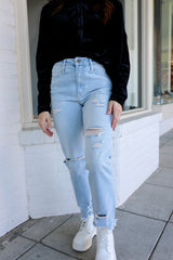 Jaxon Distressed Straight Leg Jeans