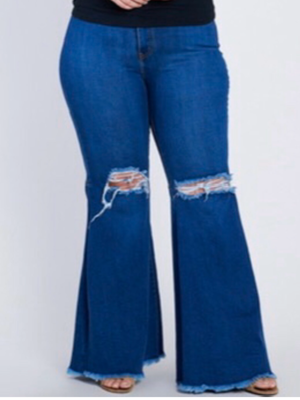 vibrant distressed jeans