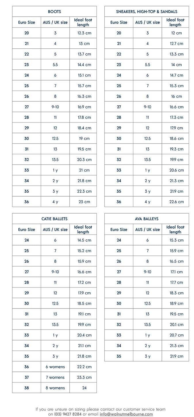 convert australian children's shoe size to european