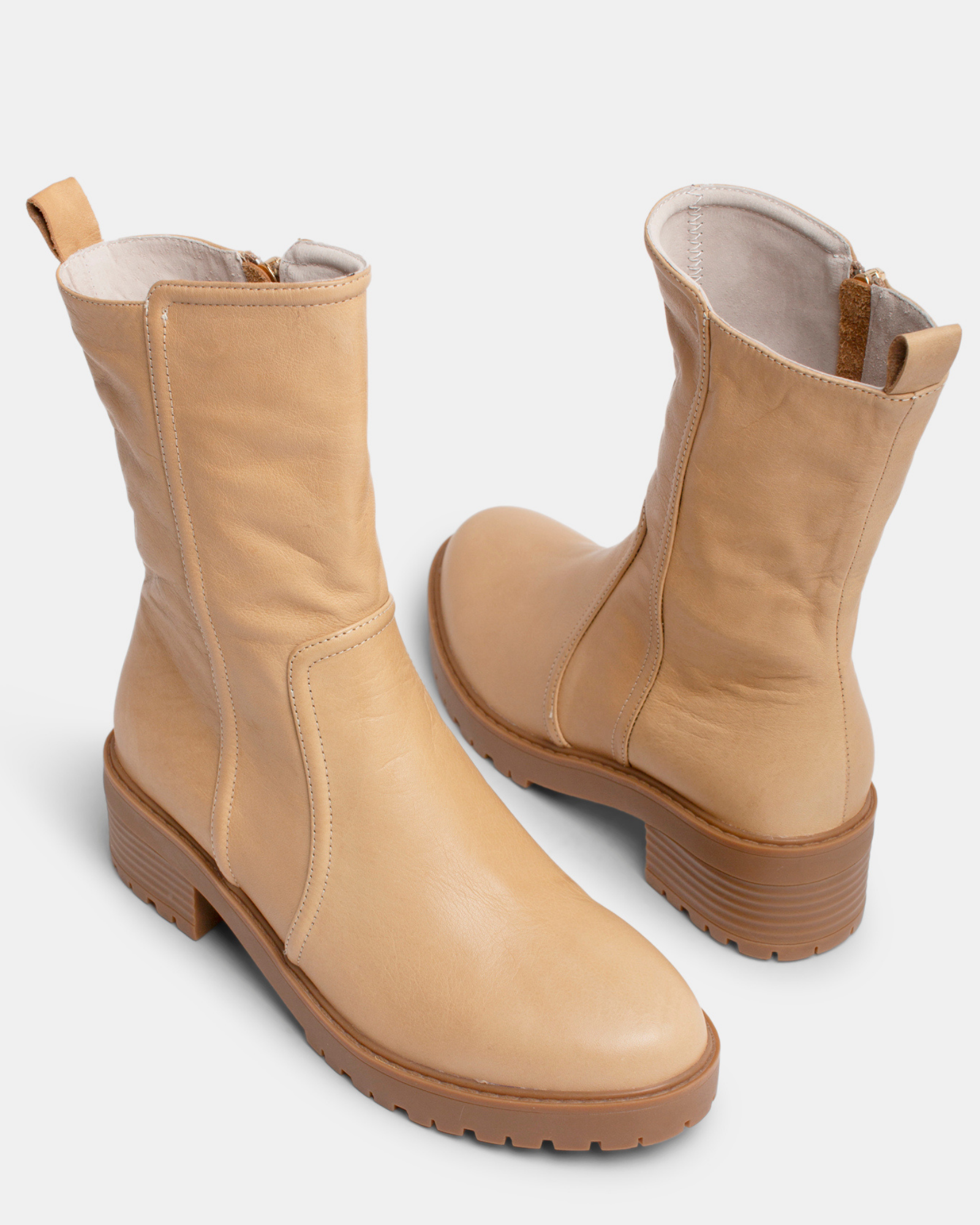 Penny Leather Boot - Beige