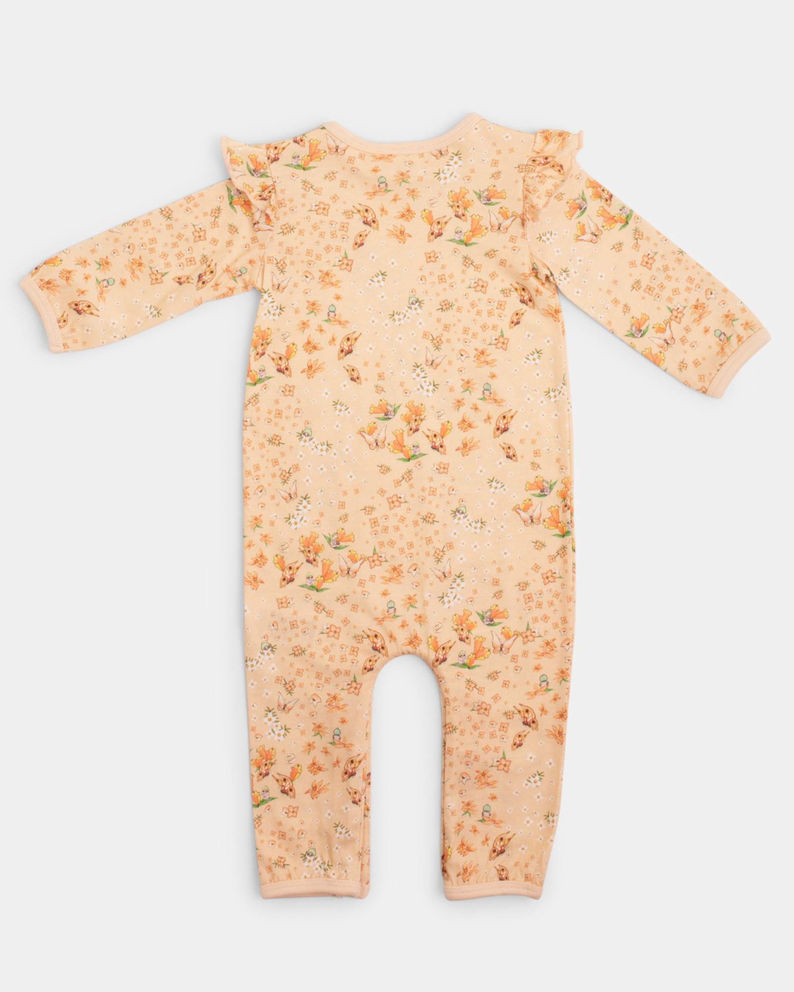 May Gibbs Scout Frill Onesie - Peach Floral