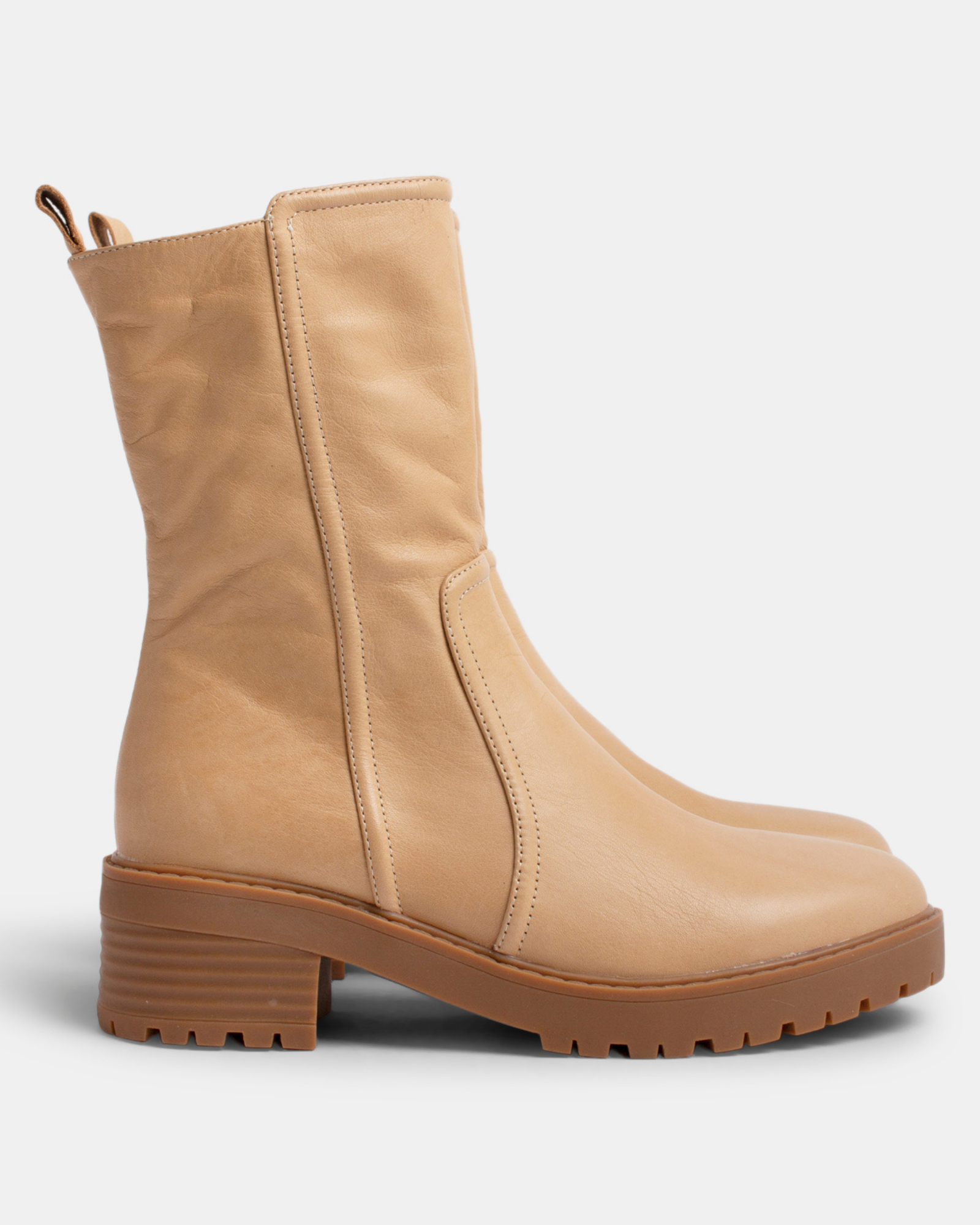 Penny Leather Boot - Beige