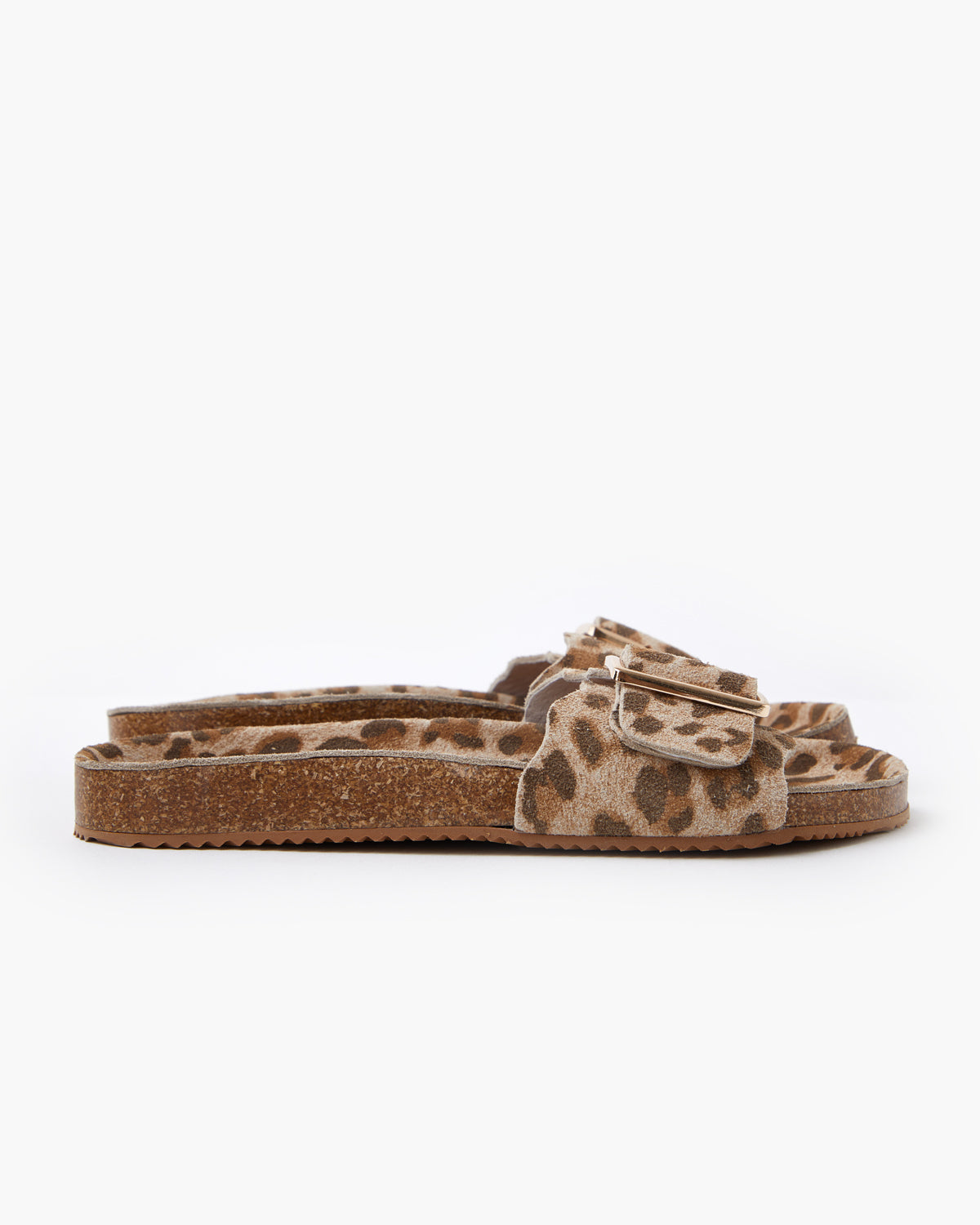 Bex Leather Slide - Ivory Leopard Suede