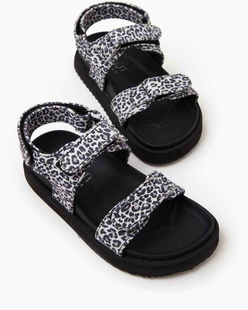 Marcella Kids Leather Sandal - White Leopard