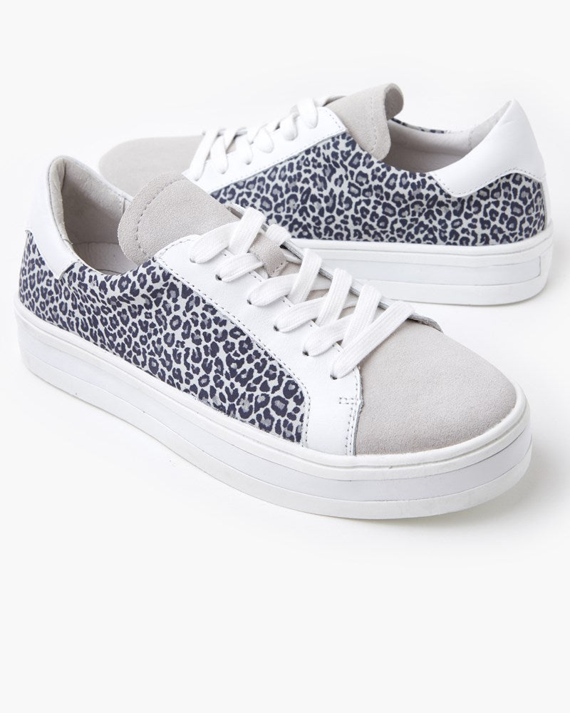 Sammy Leather Sneaker - White Leopard