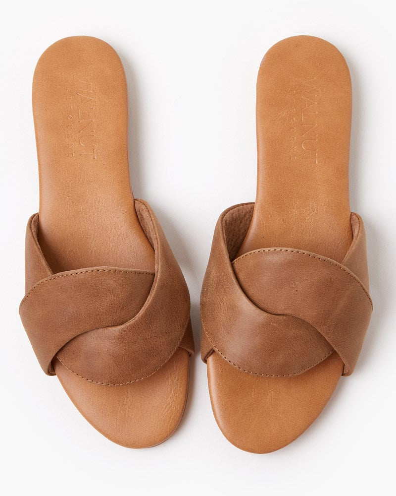 Misha Leather Slide - Tan